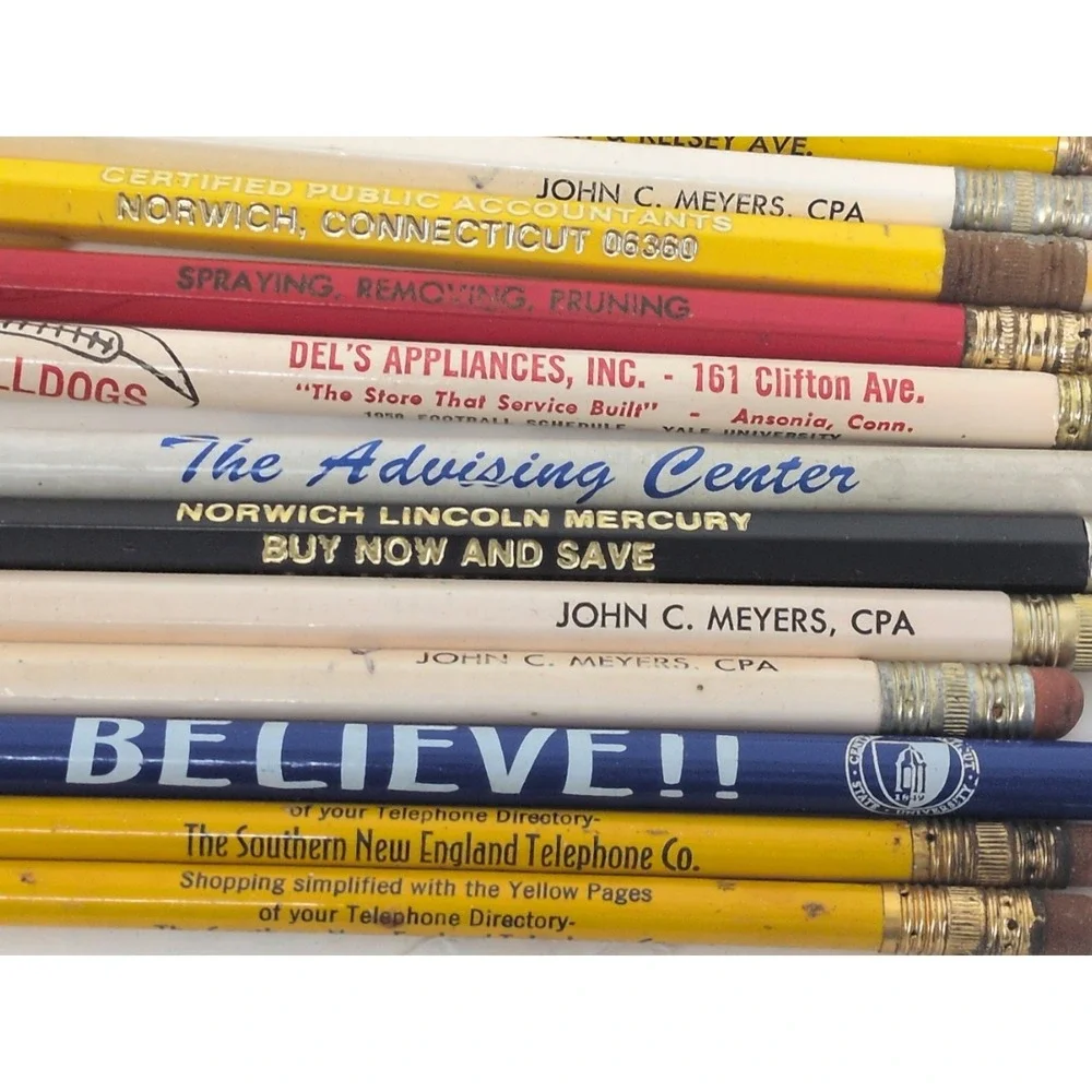 Lot of 17 Vintage Pencils from Connecticut Business Advertising SCSU Police More